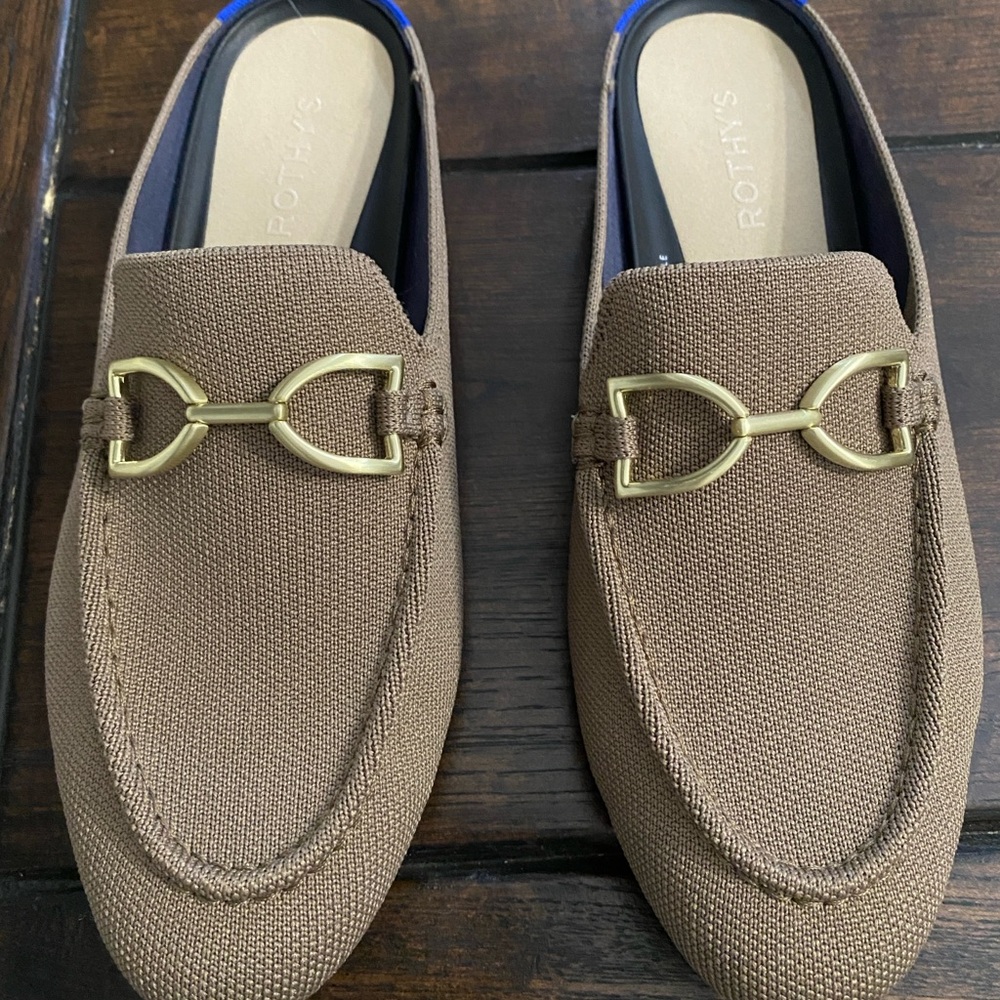 Rothy's Brown Loafers with Gold Detail - Picture 3 of 7